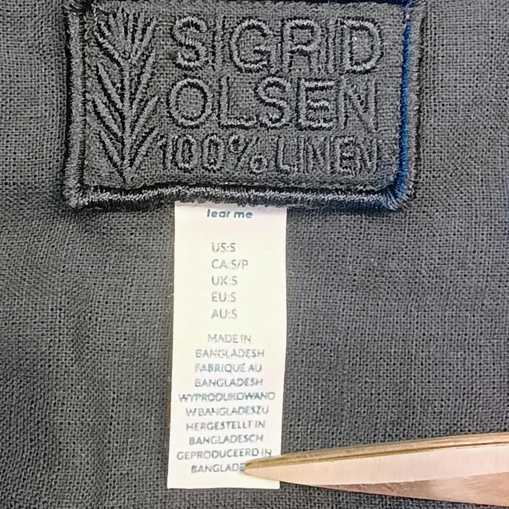 Women's Sigrid Olsen 100% Linen Navy Blue Long Sleeve Shirt Size Small - Picture 4 of 11